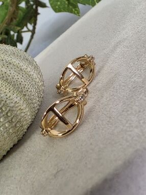 Small  Gold Filled D Ring Horsebit Huggie Hoop Earrings